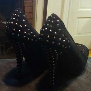 Sexy open toed studded stilettos